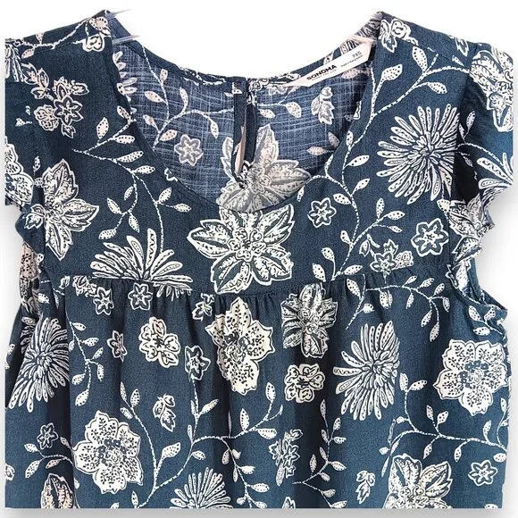 SONOMA- Women's Top-Green-White Floral-Tank-SIZE PXS-Light-Casual-Comfort - Picture 5 of 13